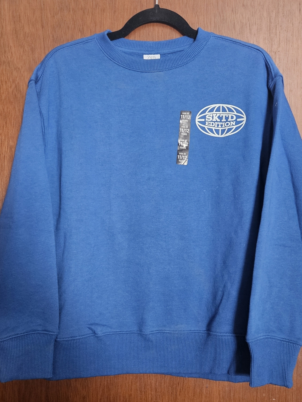 Zara Blue Crewneck Sweatshirt with White Logo